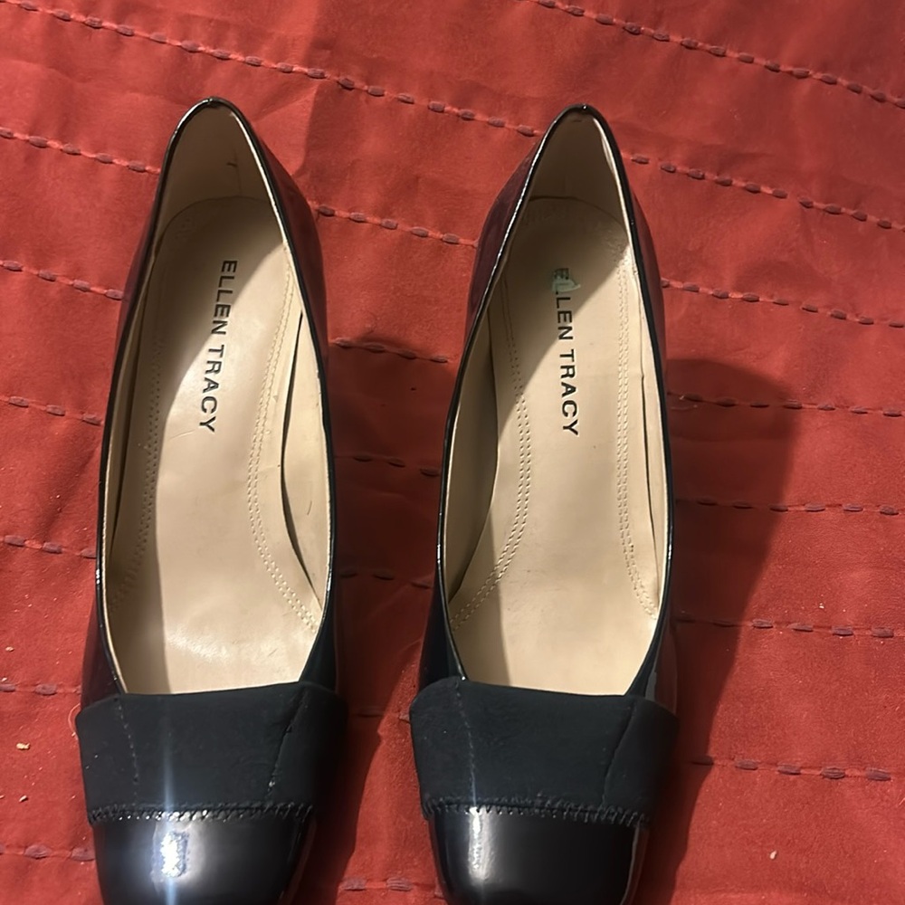 Blue patent leather square toe smoke & pet free home